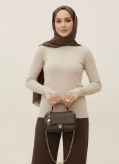 Pamuklu Kol Detaylı Body - Siyah