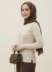 Pamuklu Kol Detaylı Body - Siyah