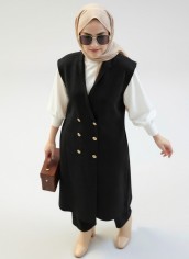 Çift Çelik Örme Yelek - Siyah