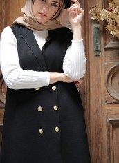 Çift Çelik Örme Yelek - Siyah